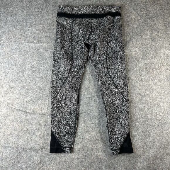 Lululemon Leggings Women’s 10 Run Inspire Tight II Mesh Black White Mesh Running - Picture 9 of 11